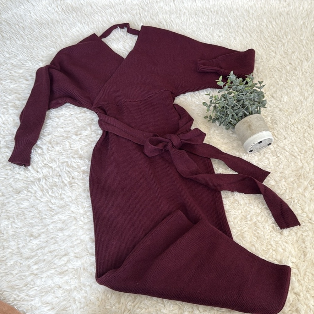 Yara Drape Knit Midi Sweater Dress - Picture 2 of 4